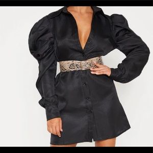 Black Puff Sleeve Shirt Dress